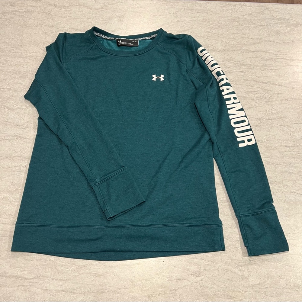 Under Armour Green Long Sleeve, Light Crew Neck - Large
